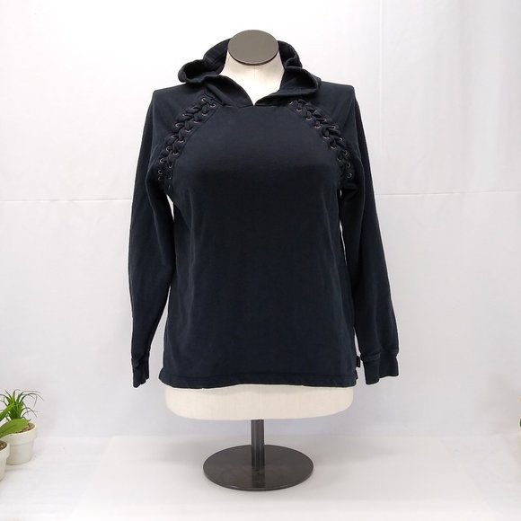 RVCA Soulfire Braided Sweatshirt Ladies Hoodie Raglan Sleeves EUC - Hard to Find - Picture 1 of 16